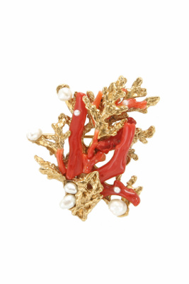 coral brooch