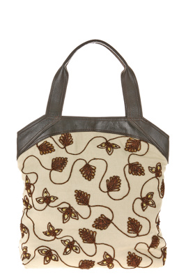 twisting vines embroidered tote