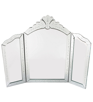 etched triptych mirror