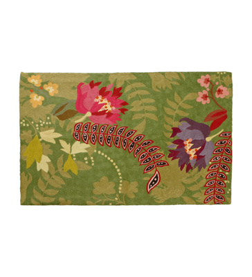 Anthropologie - :  flower pink rug green