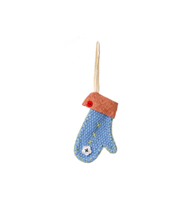 mitten ornament blue
