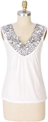 embroidered damselfly tank