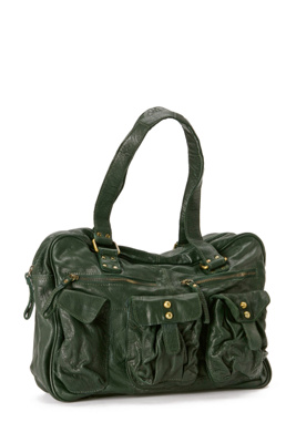 Anthropologie - stowaway bag :  handbag leather purse green