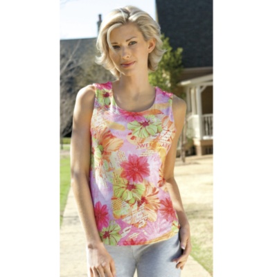 Sport Tank with Built-in Support Bra  pink print