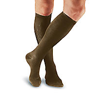 FootSmart Men's Cotton/Nylon Moderate Support Over-the-Calf Socks, Pair brown