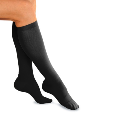 Smart Support Women's Solid Color Nylon Light Support Trouser Socks, Pair black