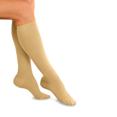 Smart Support Women's Solid Color Nylon Light Support Trouser Socks, Pair tan