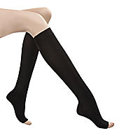 FootSmart Men's / Women's Open Toe Firm Support Medical Knee Highs, Pair black