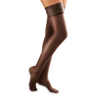 FootSmart Women's Sheer Firm Support Thigh Highs, Pair  black