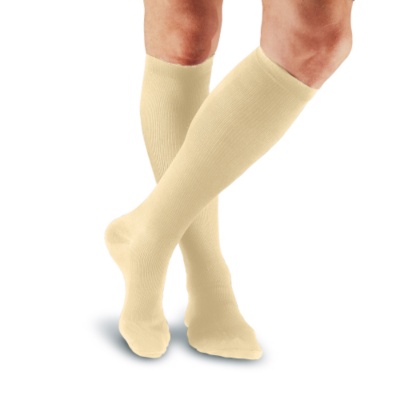 FootSmart Men's Microfiber Nylon Moderate Support Over-the-Calf Socks, Pair  tan