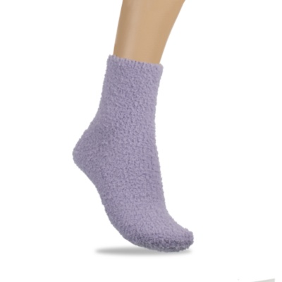 FootSmart Women's Chenille Slipper Quarter Socks, Pair lilac
