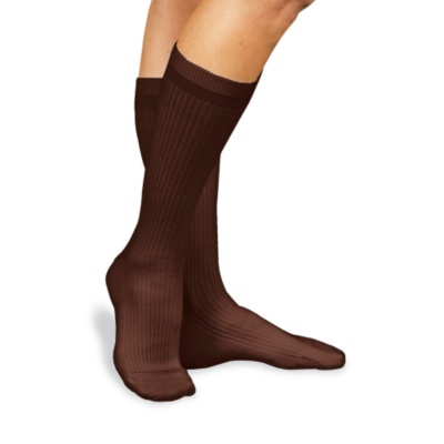 Banda Men's / Women's No-Elastic Extra-Roomy Cotton-Rich Crew Socks, Pair brown