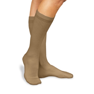 Banda Men's / Women's No-Elastic Extra-Roomy Cotton-Rich Crew Socks, Pair sand