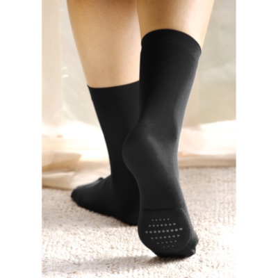 Peda Bella Women's Microfiber Cushioned Non-Slip Anklet Socks, Pair black