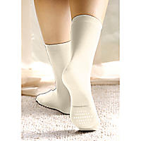 Peda Bella Women's Microfiber Cushioned Non-Slip Anklet Socks, Pair ivory