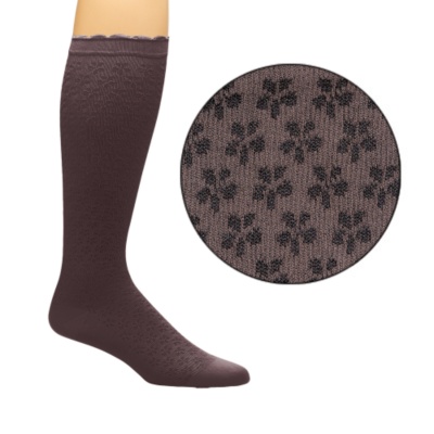 Smart Support Women’s Floral Pattern Scalloped Top Light Support Trouser Socks, 3 Pairs - 98666