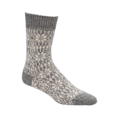 FootSmart Women's 100% Wool Snowflake Crew Socks, Pair