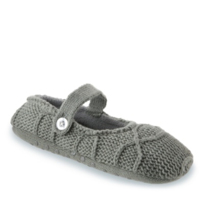 FootSmart Women’s Cable Knit Mary Jane Treaded Slipper Socks, Pair - 61393
