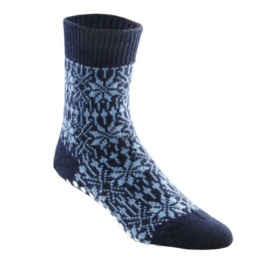 FootSmart Men's / Women's Treaded Wool Snowflake Slipper Socks, Pair - 61700