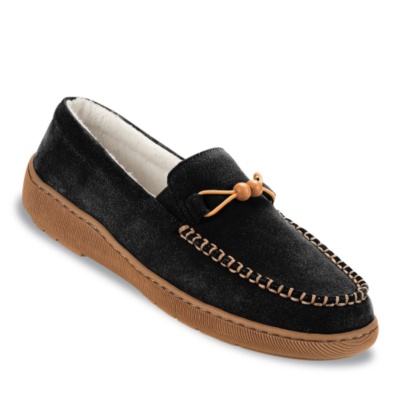 FootSmart Women's 'Twin Gore Bead Moccasin' Slippers   black w/d