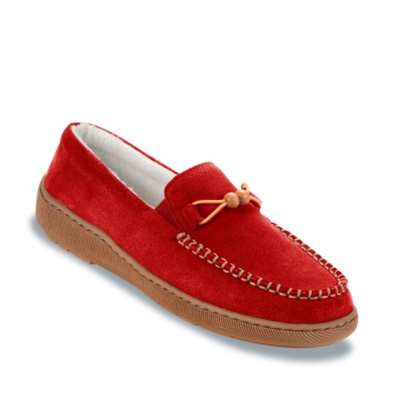 FootSmart Women's 'Twin Gore Bead Moccasin' Slippers   red w/d