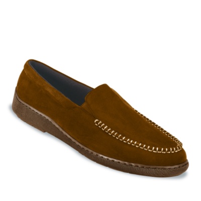 FootSmart Men's 'Performer' Suede Moccasin Slippers  chocolate chip