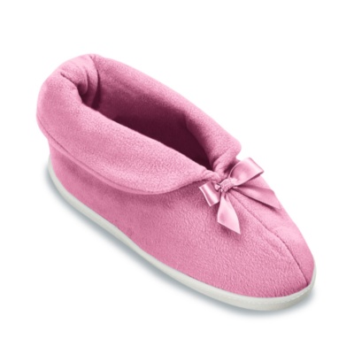 FootSmart Women's Micro Fleece Bootie Slippers  rose