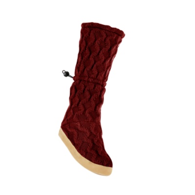Mukluks Women's Cable Toggle Slipper Socks  burgundy