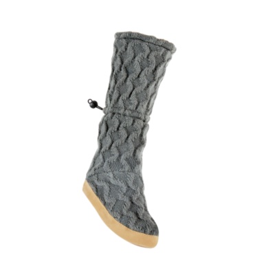 Mukluks Women's Cable Toggle Slipper Socks  gun metal