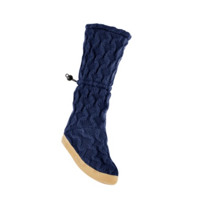 Mukluks Women's Cable Toggle Slipper Socks  navy