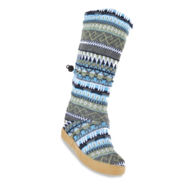 Mukluks Women's Fair Isle Slipper Socks  blue/grn