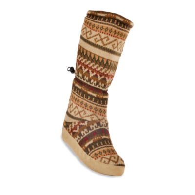 Mukluks Women's Fair Isle Slipper Socks  brown