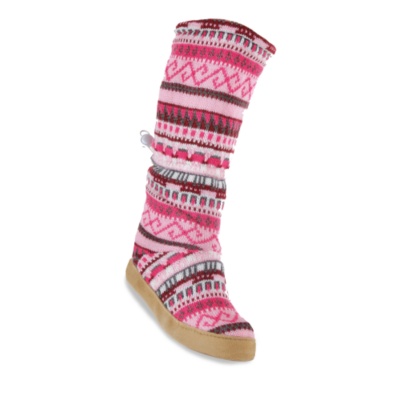 Mukluks Women's Fair Isle Slipper Socks  pink