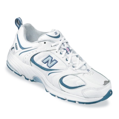 New Balance Womens 557 Tie Walking Shoes  white/blue m/b