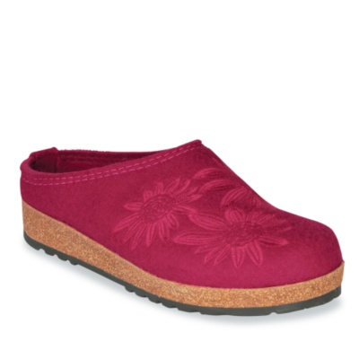 Haflinger Women’s Flower Embroidery Grizzly Slippers - 71591