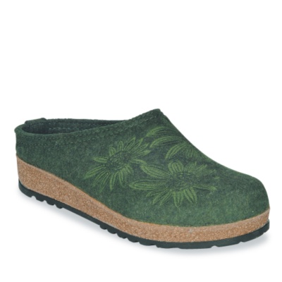 Haflinger Women's Flower Embroidery Grizzly Slippers