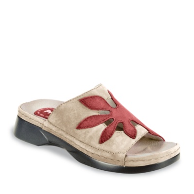 Propet Women's Sunburst Walker Slides  taupe/red nubuck m/b