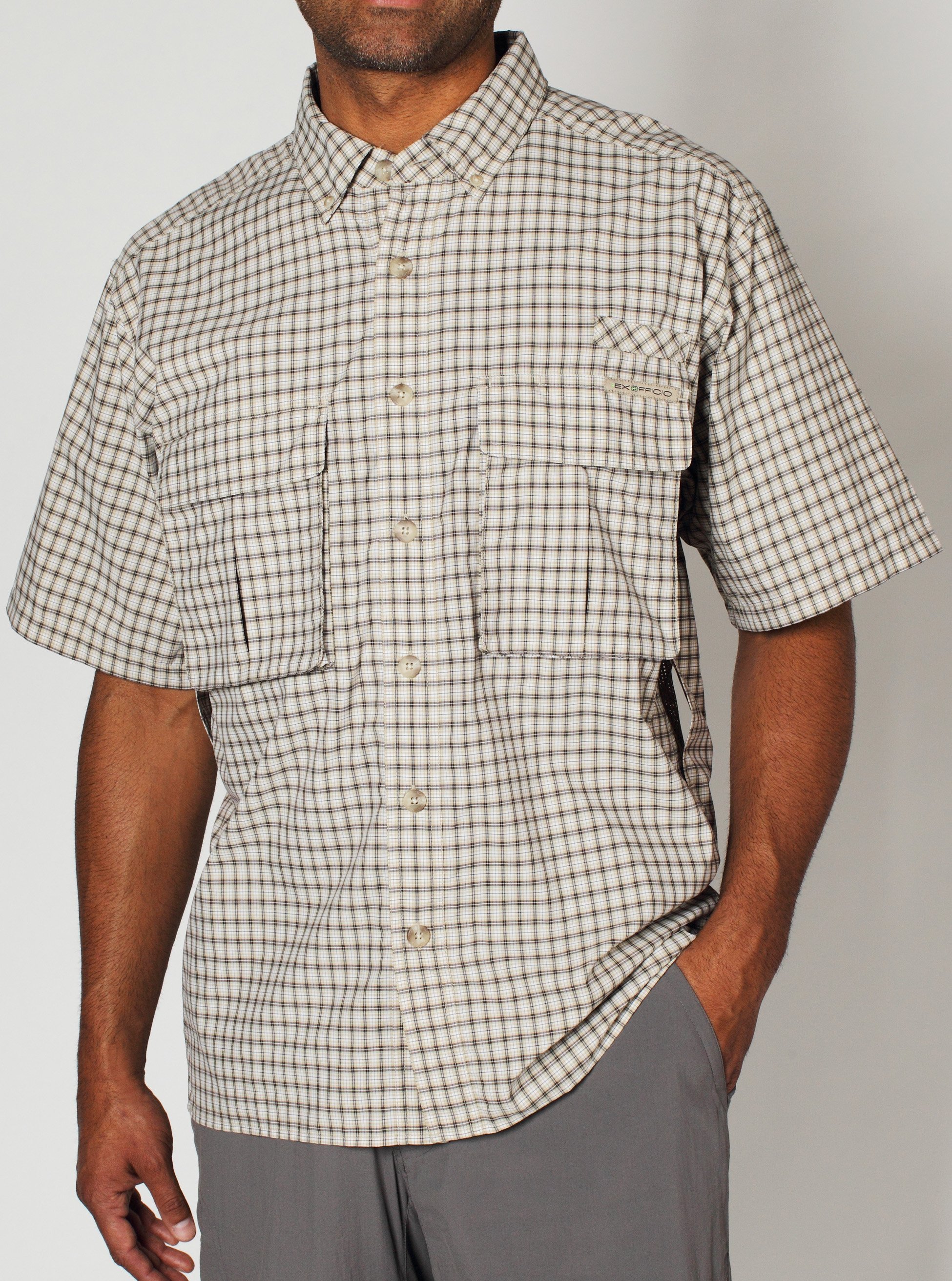 The Air Strip Micro Plaid Short-Sleeve Shirt features Drylite fabric, which ...