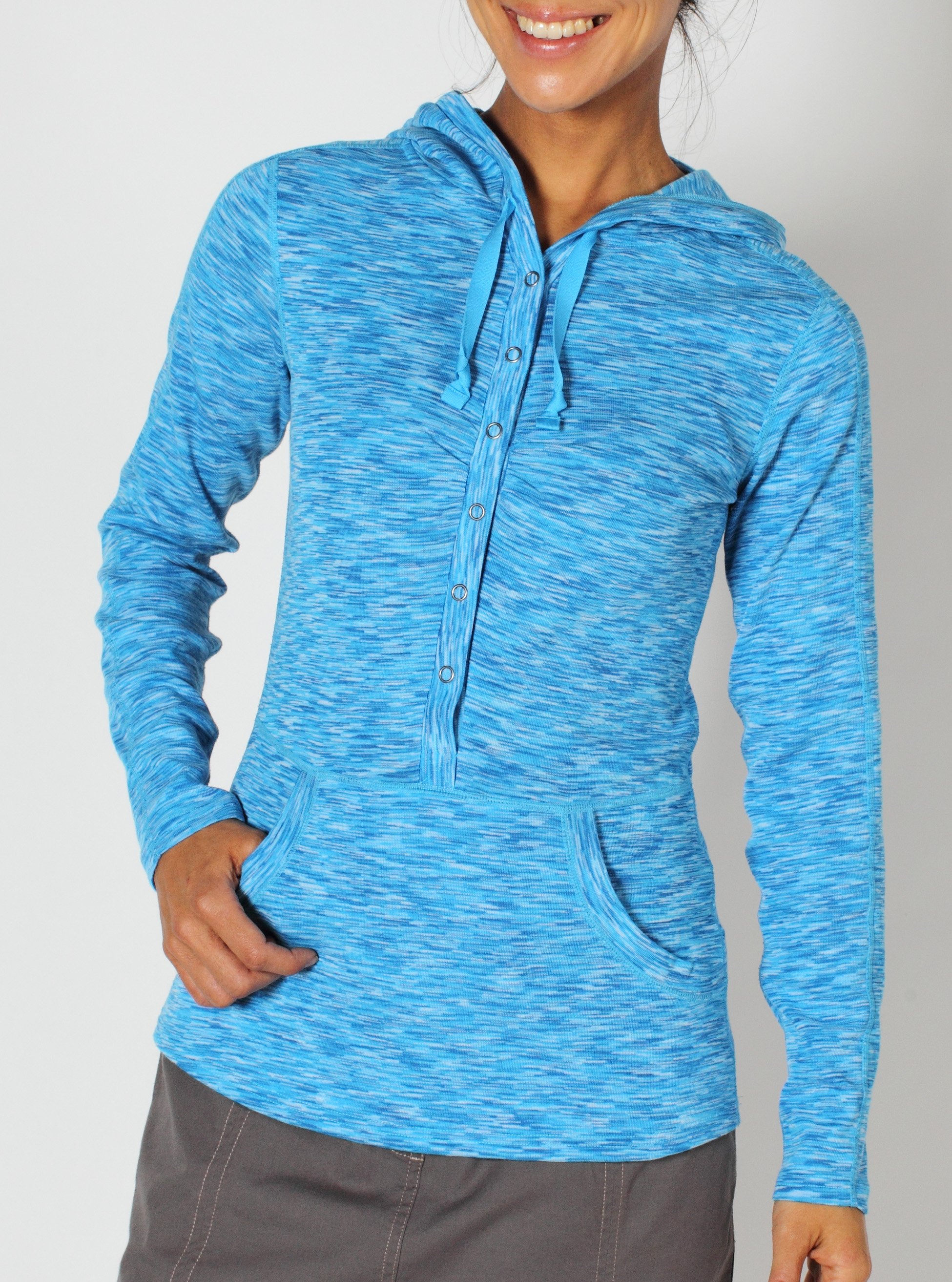 The unique space-dyed Chica Cool Hoody features a snap-front closure with a ...