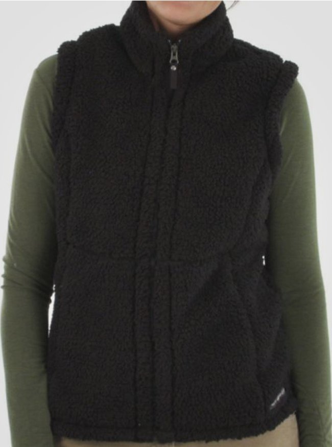 This cozy fleece Sheeba Vest is a fantastic lounge around layer.