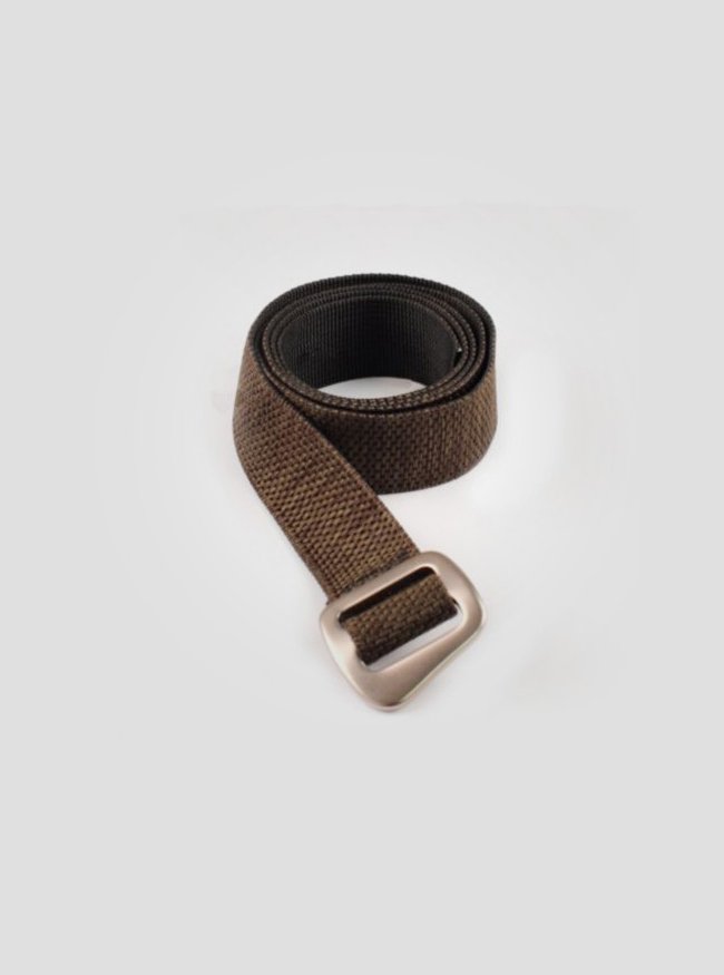 With a brushed aluminum buckle, this belt is a durable way to cinch up.