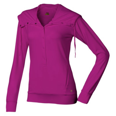Cowel neck hooded henley