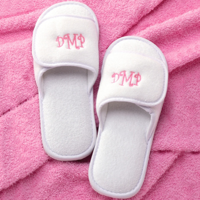 Monogrammed Terry Cloth Spa Slippers
