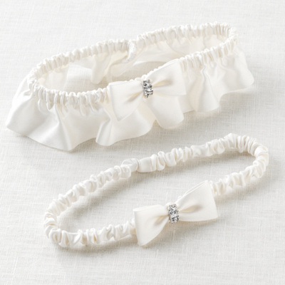 Rhinestone Bow Garter Set