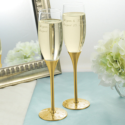 Gold Parisian Champagne Toasting Flutes