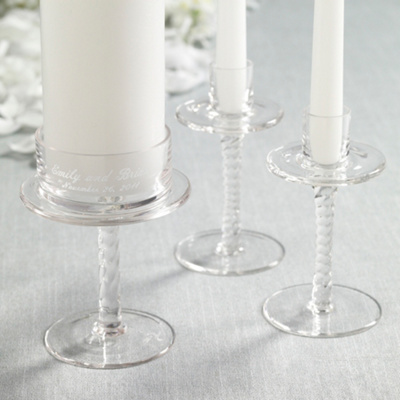 Personalized Glass Unity Candle Holder Set