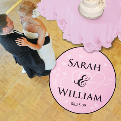 Twin Heart Reception Floor Decal 50"
