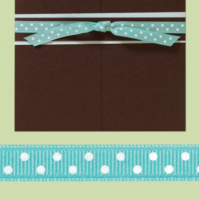 Aquamarine White Polka Dot PreCut Ribbon For Wedding Invitation