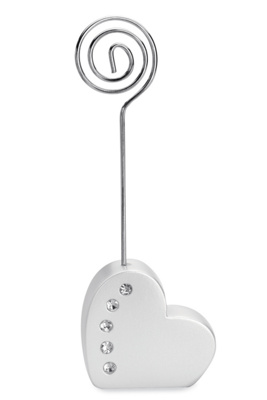 White Heart Shaped Place Card Holder with Crystals
