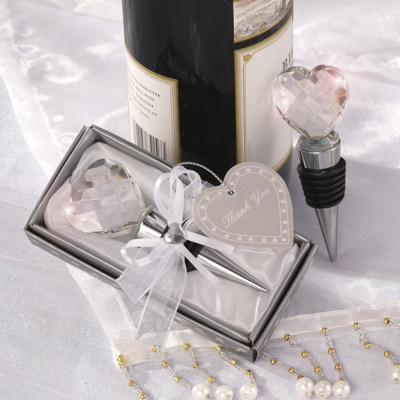 Crystal Heart Bottle Stopper Wedding Favor